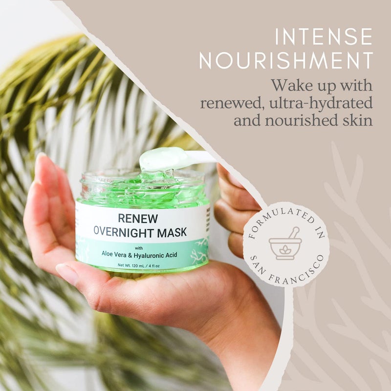 Doppeltree RENEW Overnight Face Mask with Aloe Vera Gel & Hyaluronic Acid, Anti Aging Hydrating Facial Mask for All Skin Types, Night Time Skin Care & Repair - Image 2